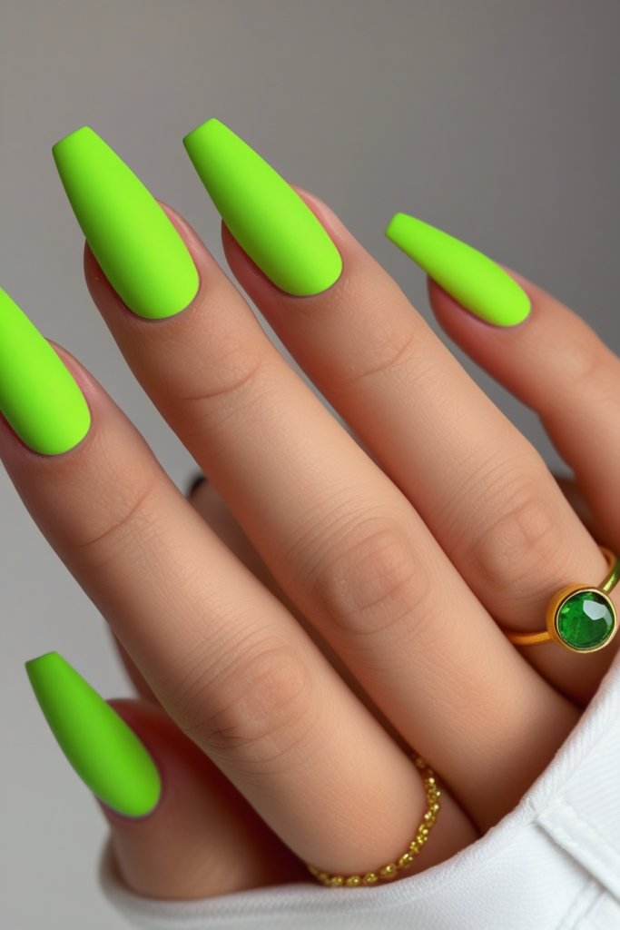 Bold Neon Green Fall Nails