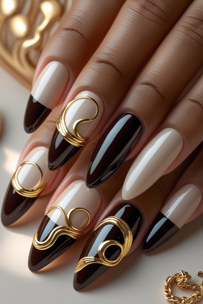 Chrome Swirls nail