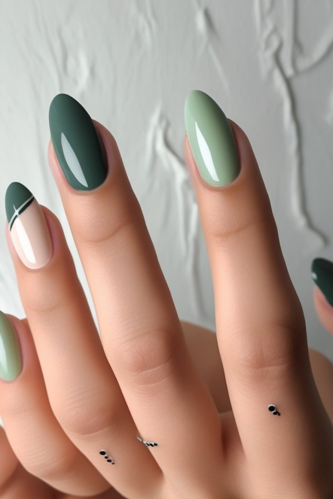 Dark & Light Sage nail