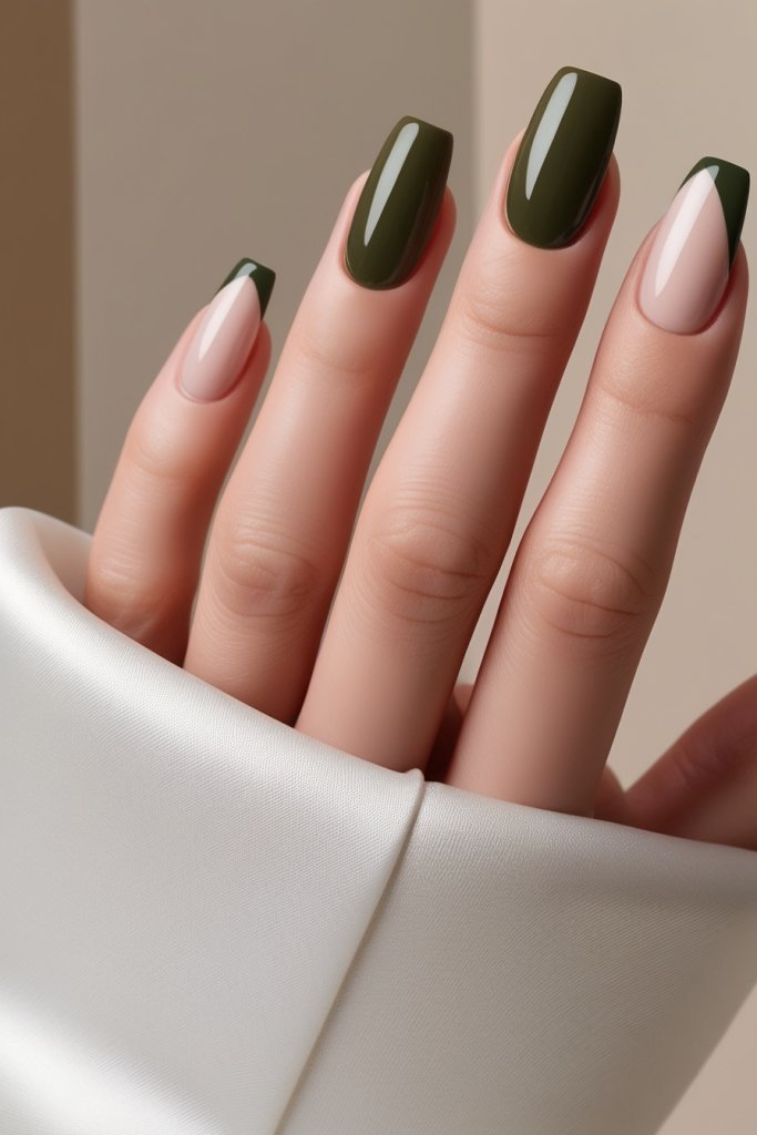 Deep Olive Green nail
