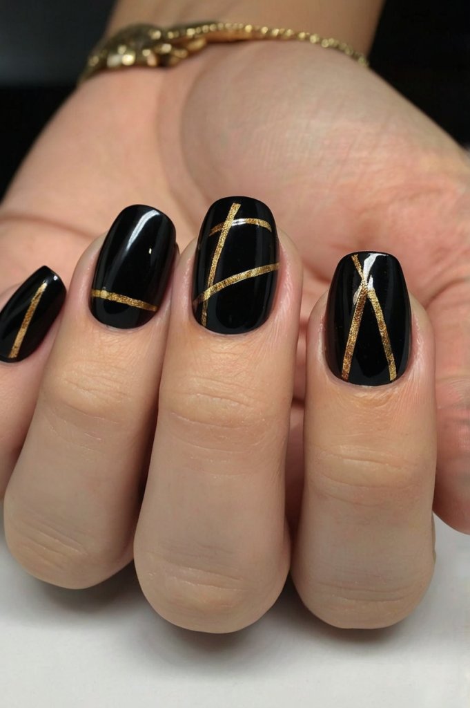 Gilded Stripes nail