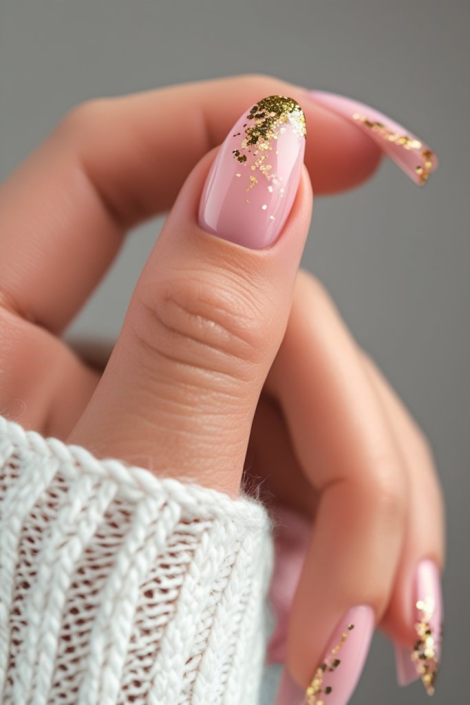 Gold Confetti nail