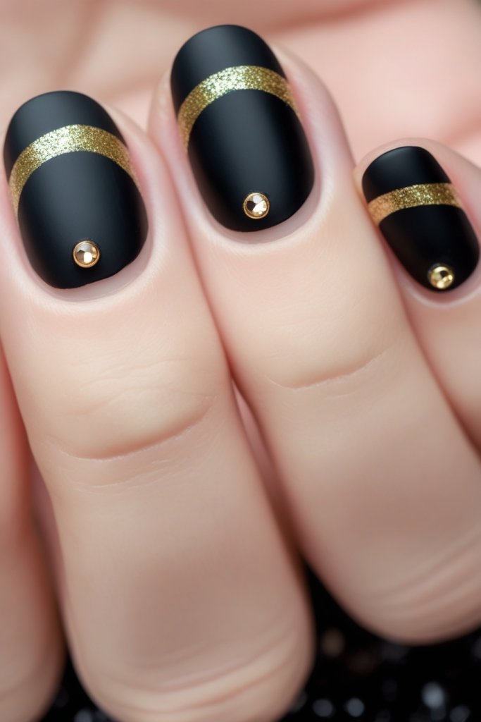 Gold Crescents nail