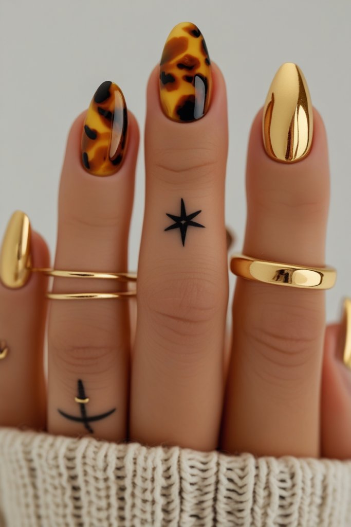 Gold With An Accent nails
