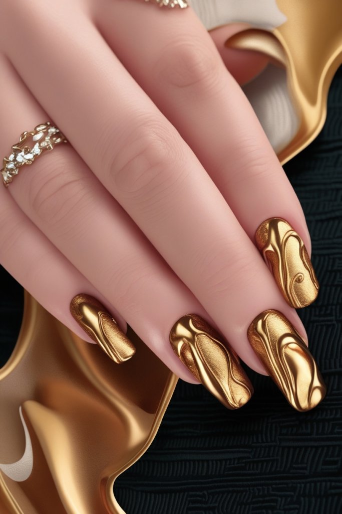 Golden Textures nail