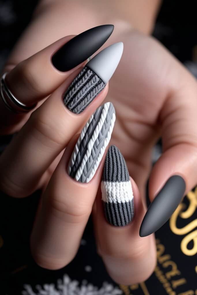 Grayscale Sweater nail