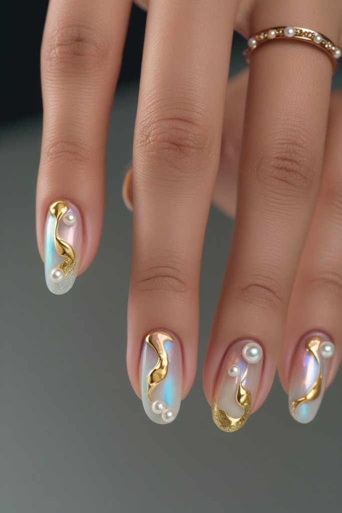 Iridescent Gold nail