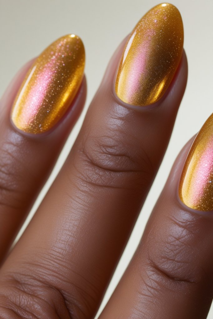 Pop of Gold nail
