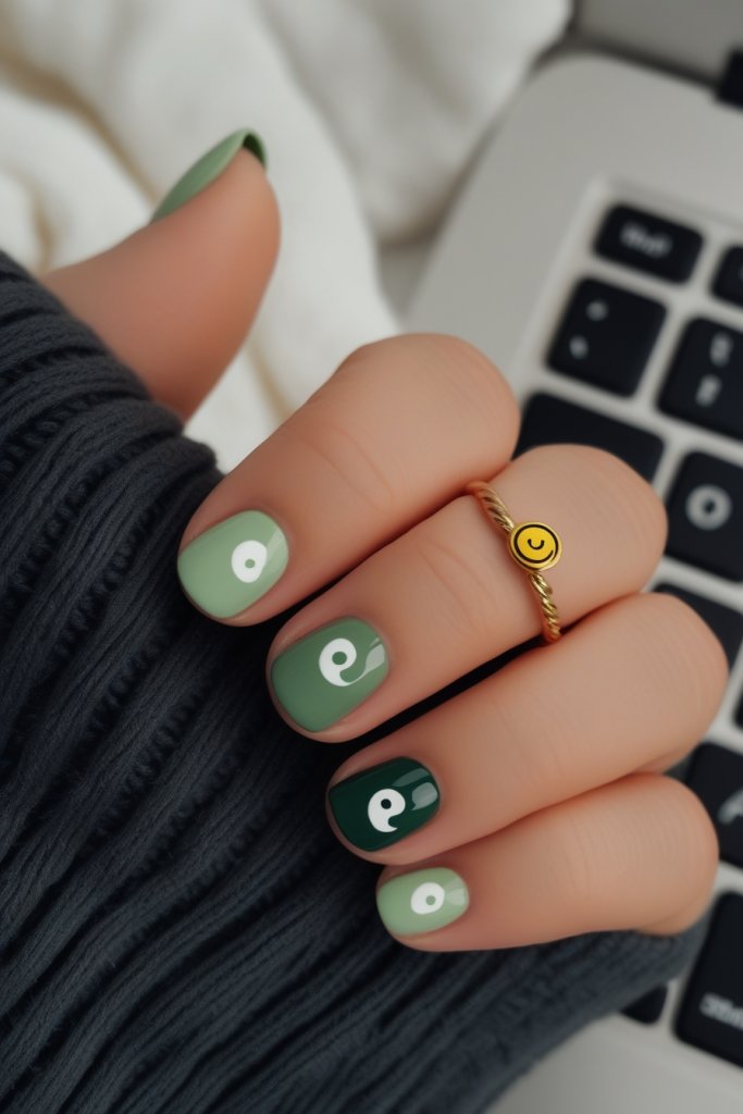 Whimsical Green Fall Nail