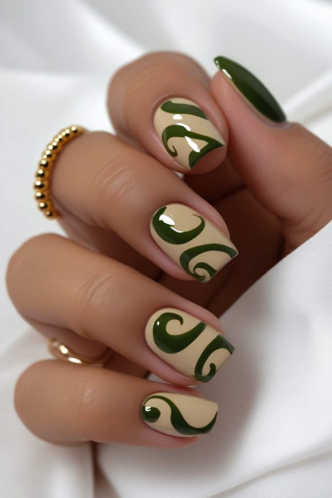 green swirl nail